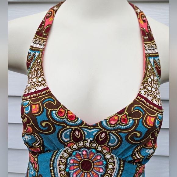 Nannette Lepore Beaded Boho Halter - Picture 2 of 16